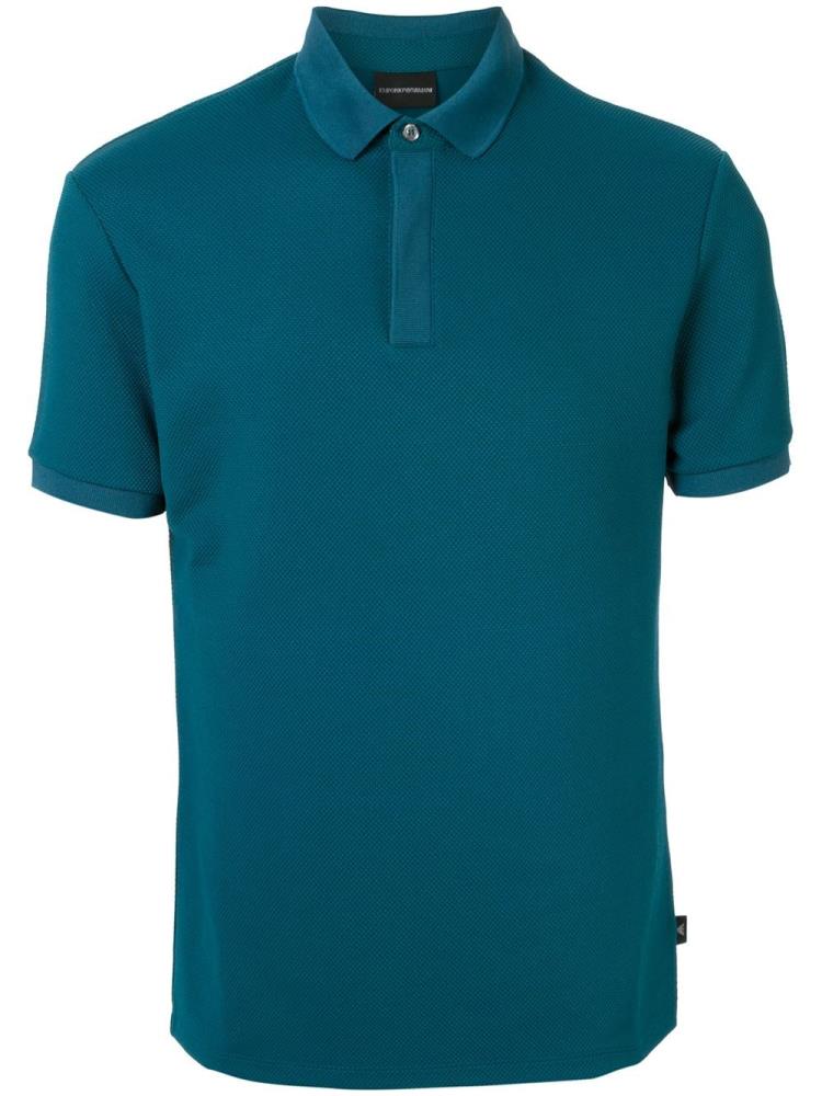 Camisa Polo Armani Emporio Solid Color Hombre Azules | TAQXDGFL