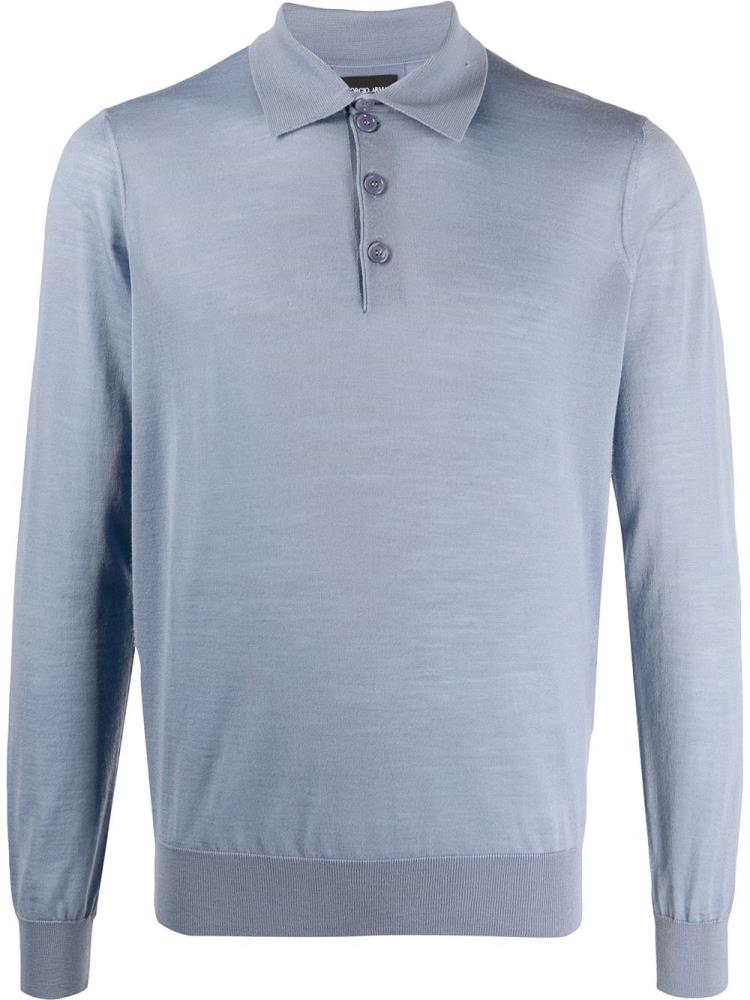 Camisa Polo Giorgio Armani Long Sleeve Hombre Azules | 4S92ZYGH