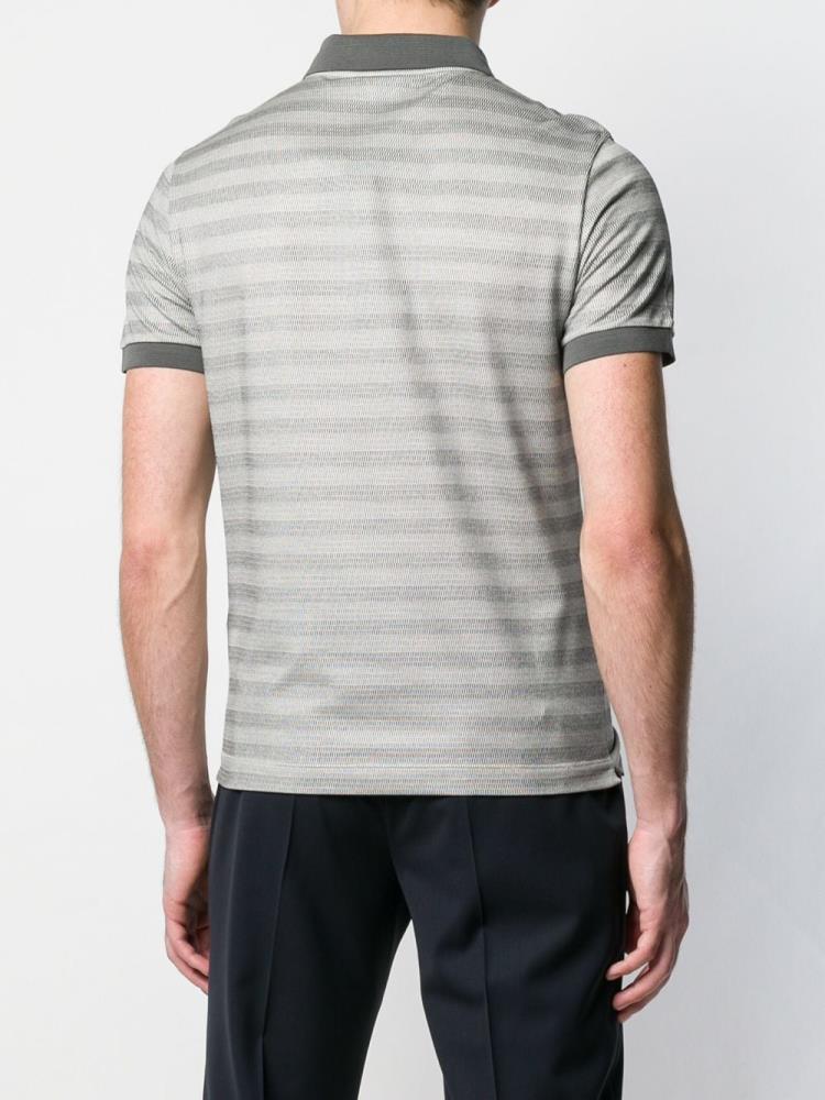 Camisa Polo Giorgio Armani Striped Hombre Gris | VFGQX8UZ