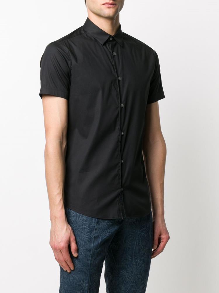 Camisas Armani Emporio Band Collar Hombre Negras | XM1NS9YV