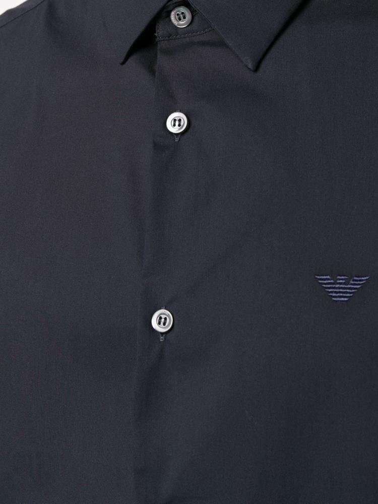 Camisas Armani Emporio Embroidered Logo Hombre Azules | W0QIQ42C