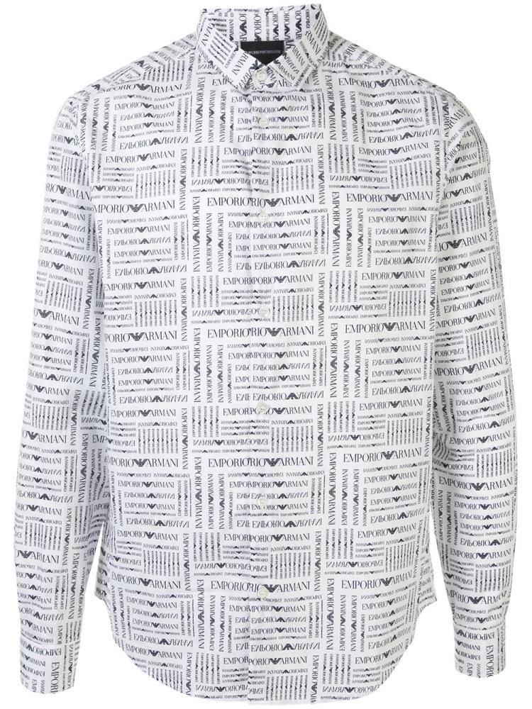 Camisas Armani Emporio Logo Print Hombre Blancas | HOFS0V23