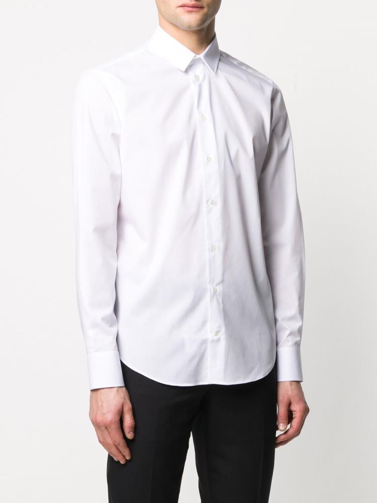 Camisas Armani Emporio Long Sleeve Fitted Hombre Blancas | PHFCVETY