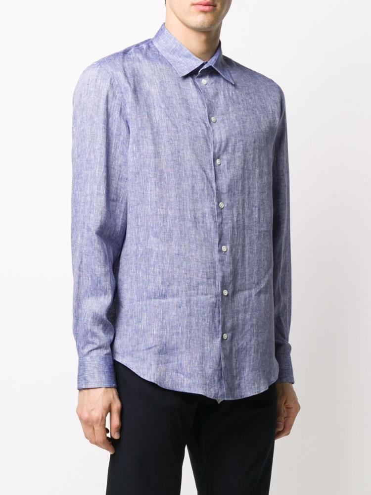 Camisas Armani Emporio Long Sleeve Hombre Azules | TWQ0DAU9