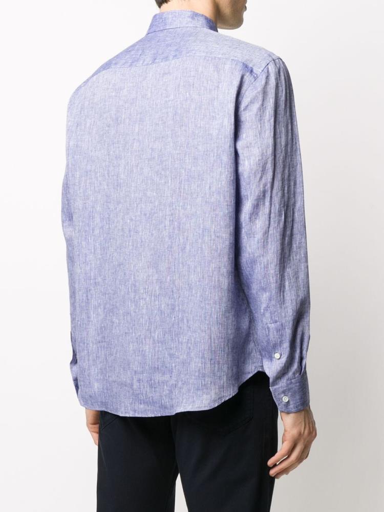 Camisas Armani Emporio Long Sleeve Hombre Azules | TWQ0DAU9