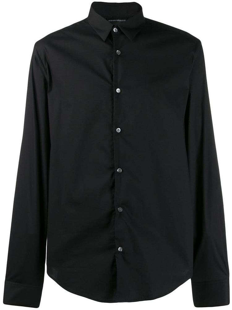 Camisas Armani Emporio Long Sleeve Hombre Negras | XWHYIUFW