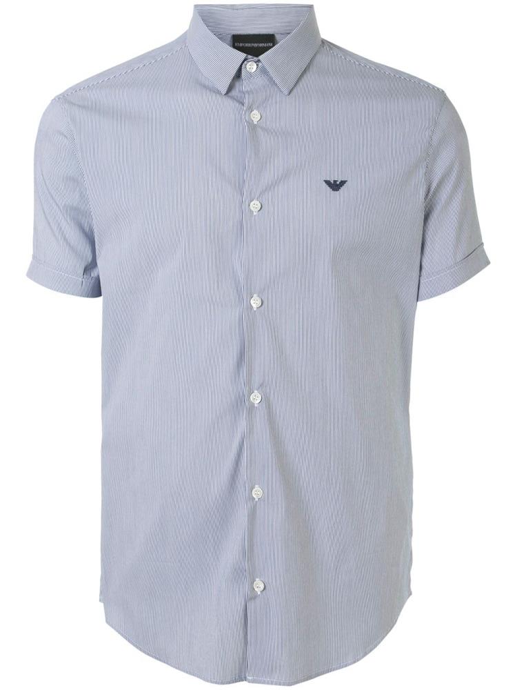 Camisas Armani Emporio Striped Classic Hombre Azules | CF6I54F5