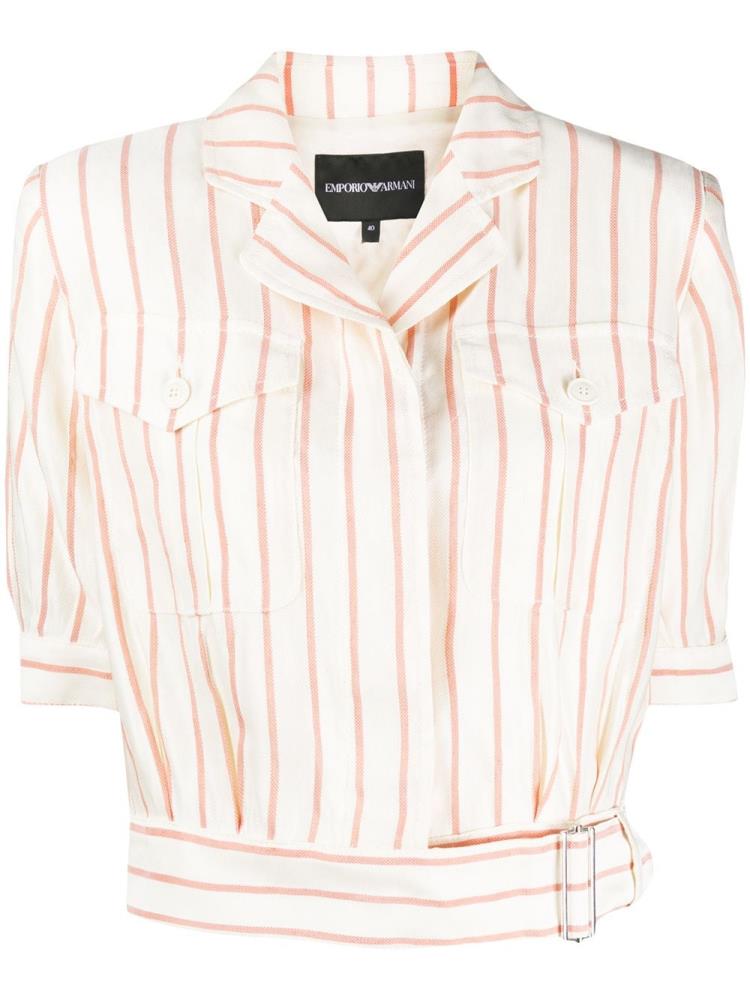 Camisas Armani Emporio Striped Cropped Mujer Rojas | D1QODQ6Q