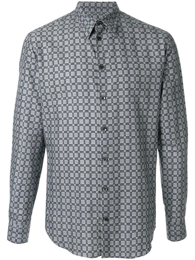 Camisas Giorgio Armani Check Print Hombre Azules | LD1PH7K8