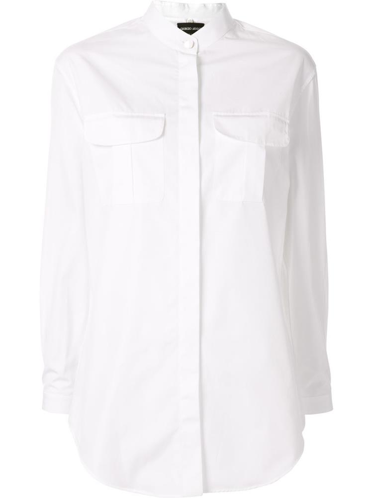 Camisas Giorgio Armani Chest Pocket Mujer Blancas | GEL5JY3O