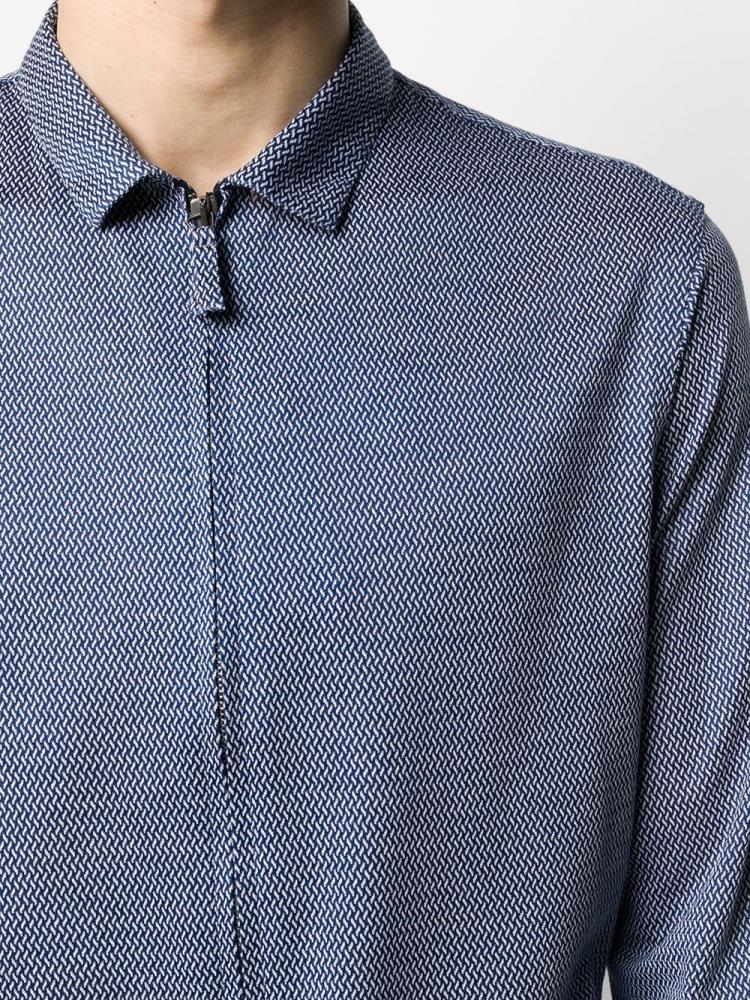 Camisas Giorgio Armani Geometric Print Long Sleeve Hombre Azules | DFTVFOHM