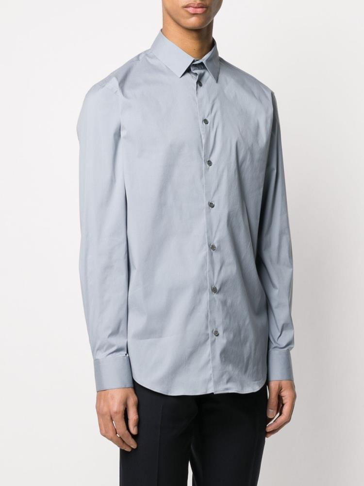 Camisas Giorgio Armani Long Sleeve Fitted Hombre Azules | P9ST95JE