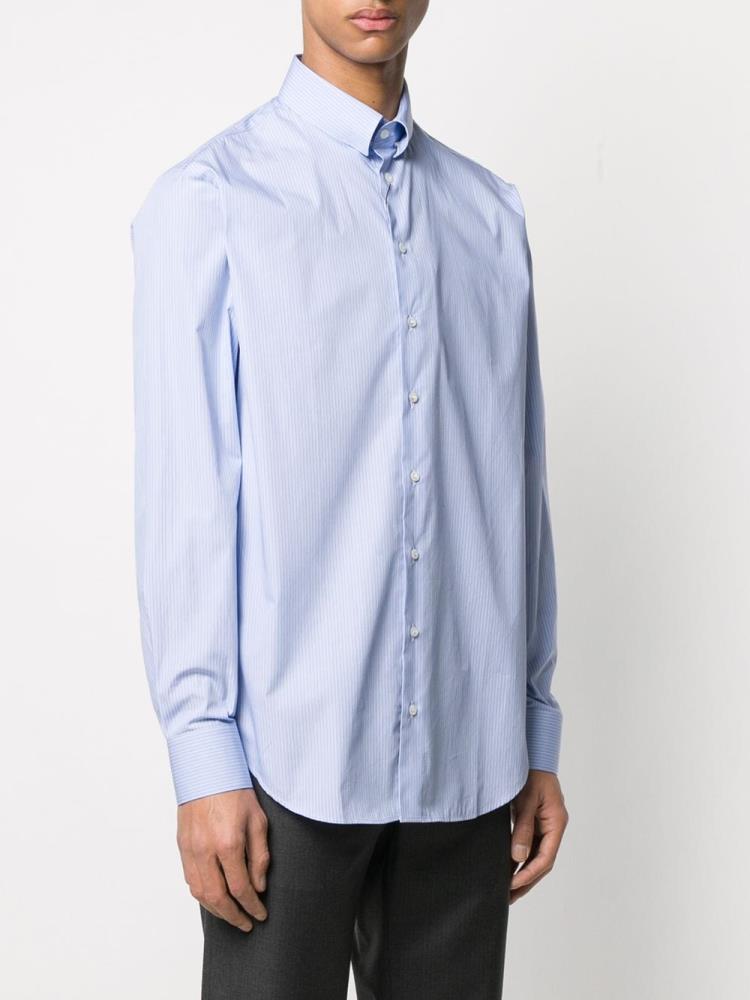 Camisas Giorgio Armani Slim Fit Striped Hombre Azules | FUUCODLM