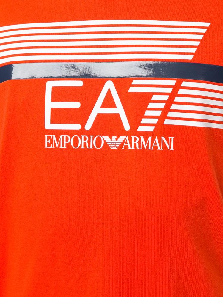 Camiseta Ea7 Emporio Armani Crew Neck Lines Print Hombre Naranjas | 357C5IFX