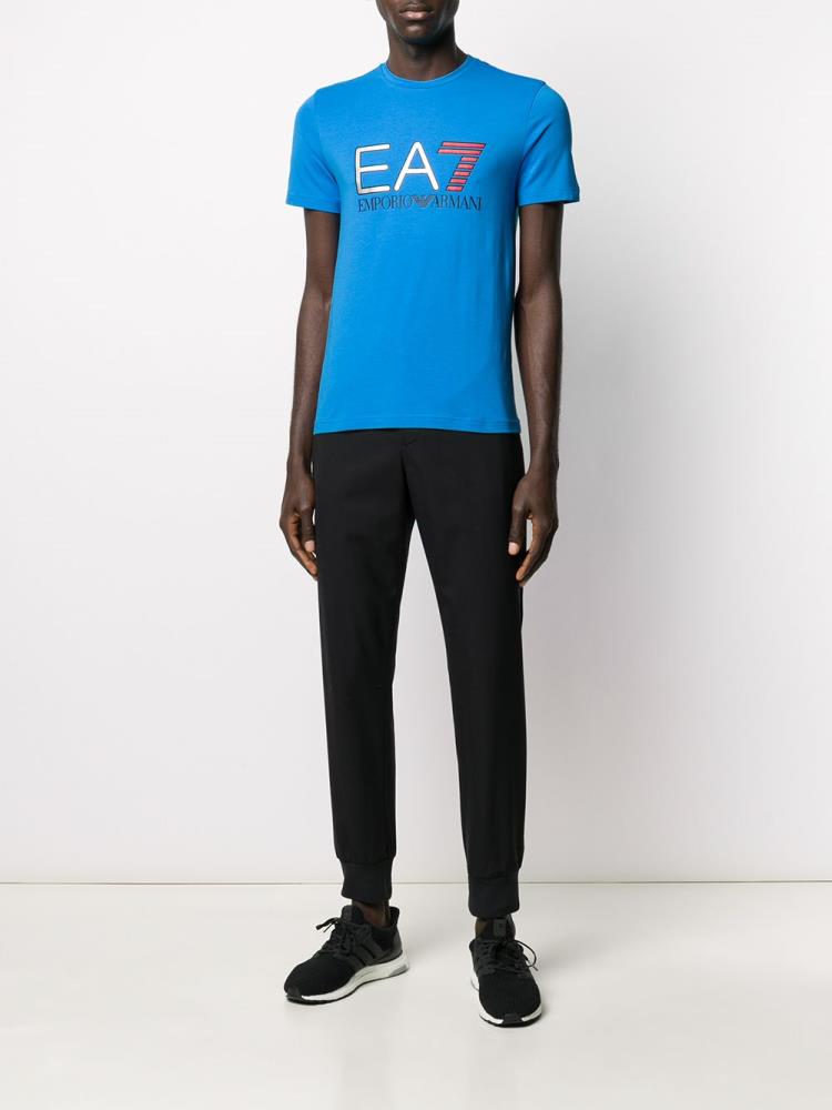 Camiseta Ea7 Emporio Armani Crew Neck Logo Printed Hombre Azules | XCRQNC3K