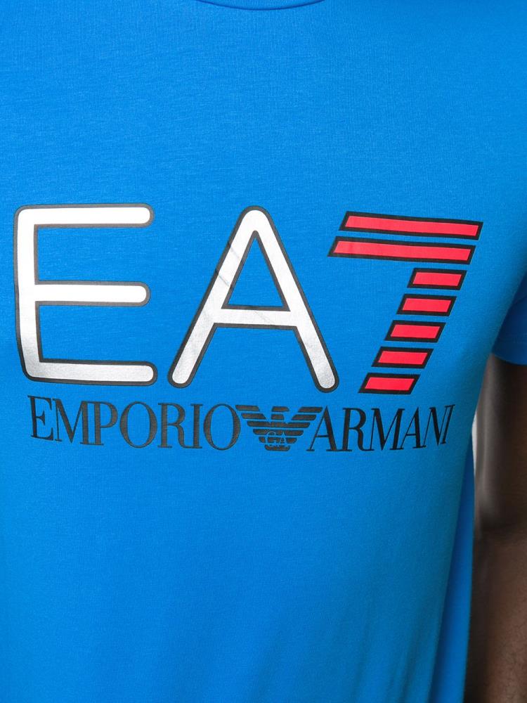 Camiseta Ea7 Emporio Armani Crew Neck Logo Printed Hombre Azules | XCRQNC3K