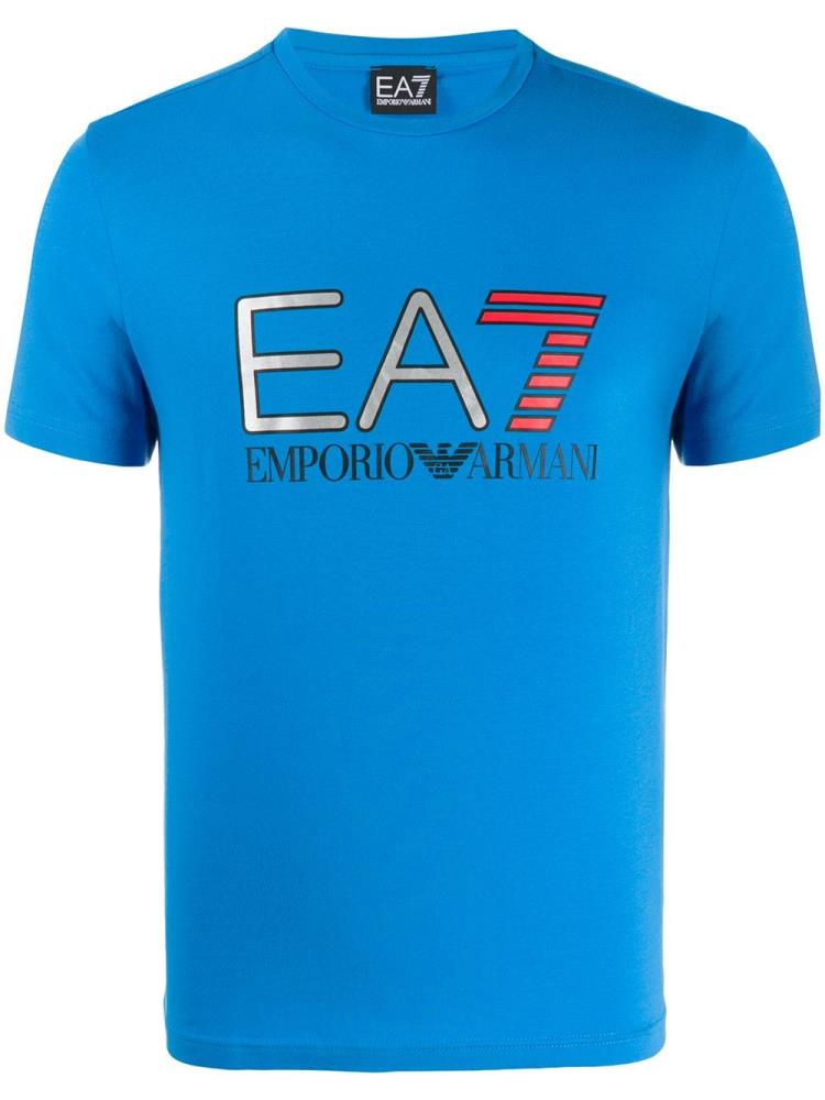 Camiseta Ea7 Emporio Armani Crew Neck Logo Printed Hombre Azules | XCRQNC3K