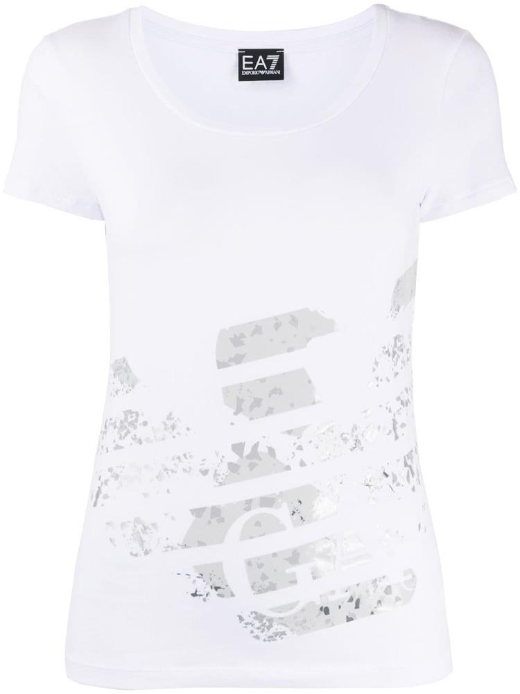 Camiseta Ea7 Emporio Armani Eagle Logo Print Mujer Blancas | AEHR27KW