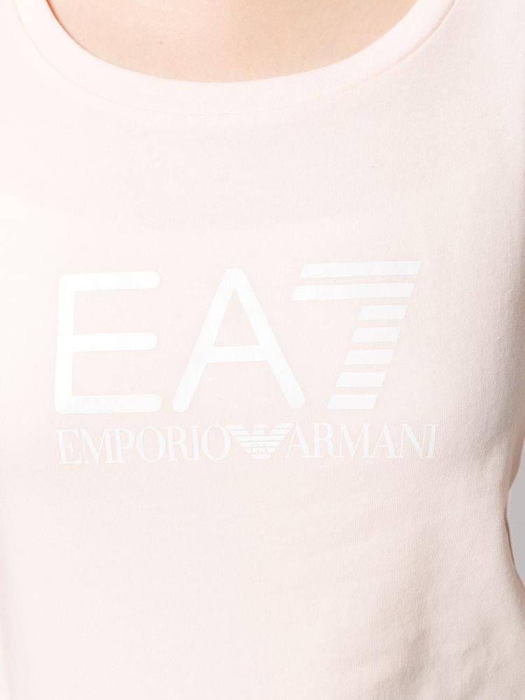 Camiseta Ea7 Emporio Armani Fitted Logo Print Mujer Beige | Q90MHZOR