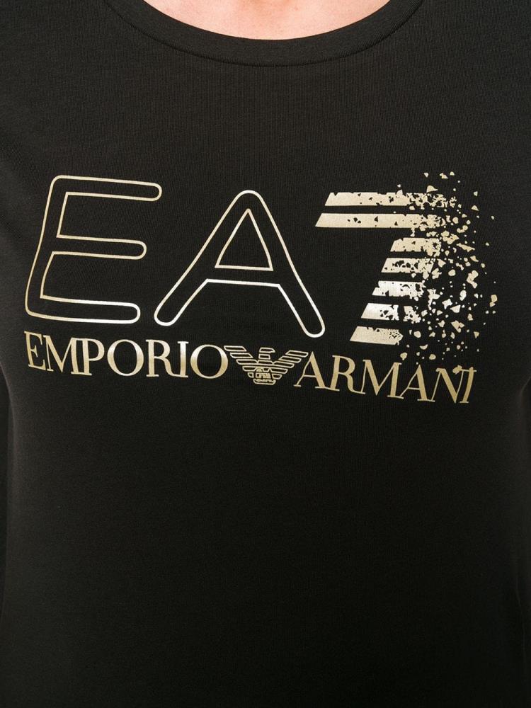 Camiseta Ea7 Emporio Armani Logo Print Mujer Negras | 0ASUIAPC