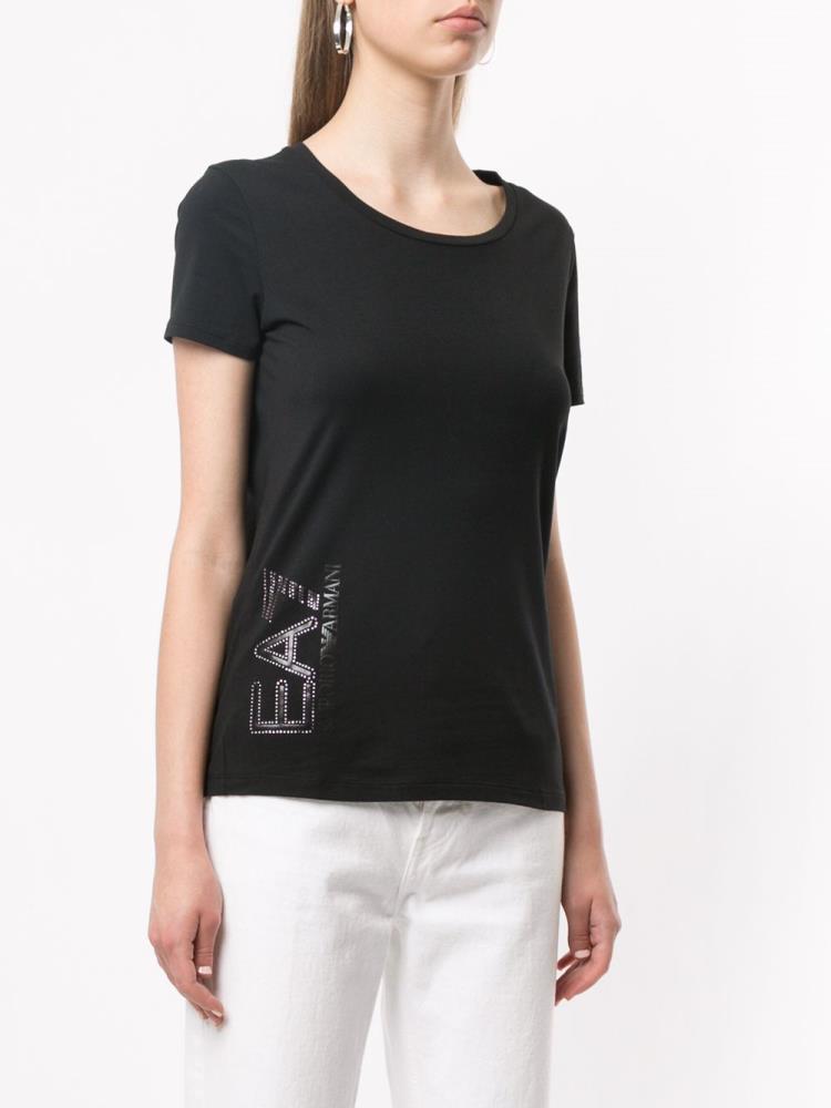 Camiseta Ea7 Emporio Armani Logo Mujer Negras | 5DYCVCIE