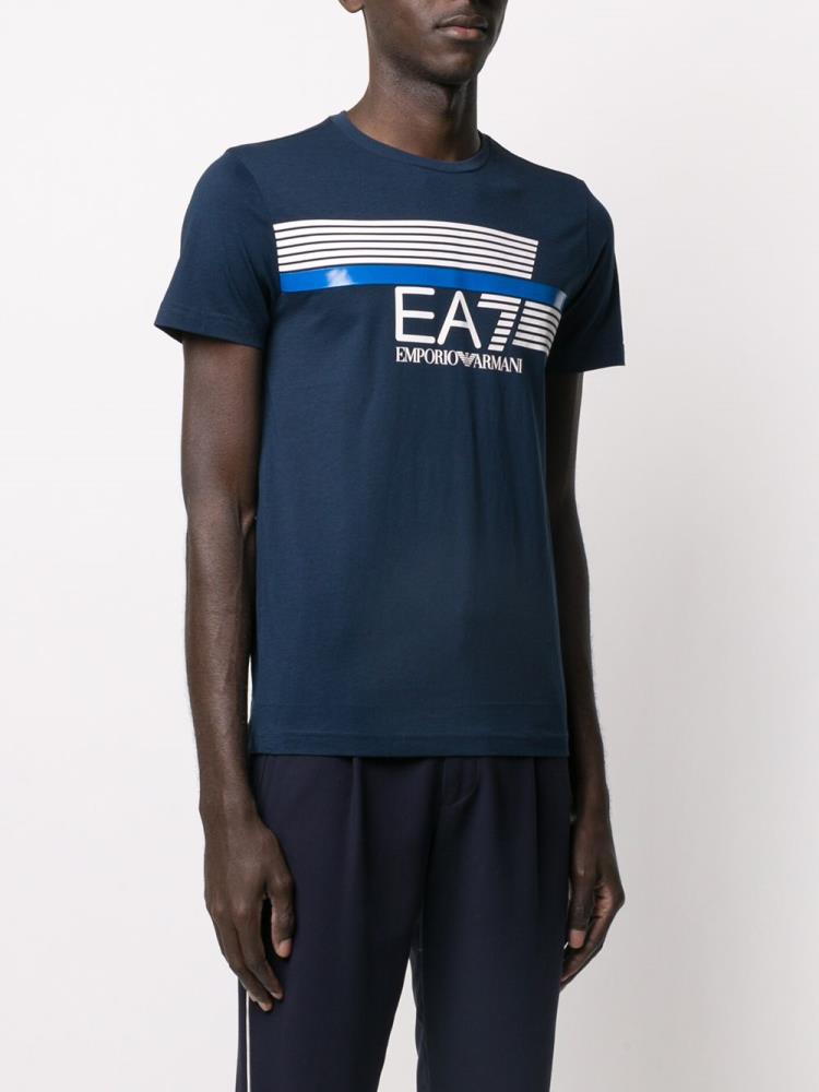 Camiseta Ea7 Emporio Armani Logo Print Hombre Azules | AMMWKLIQ