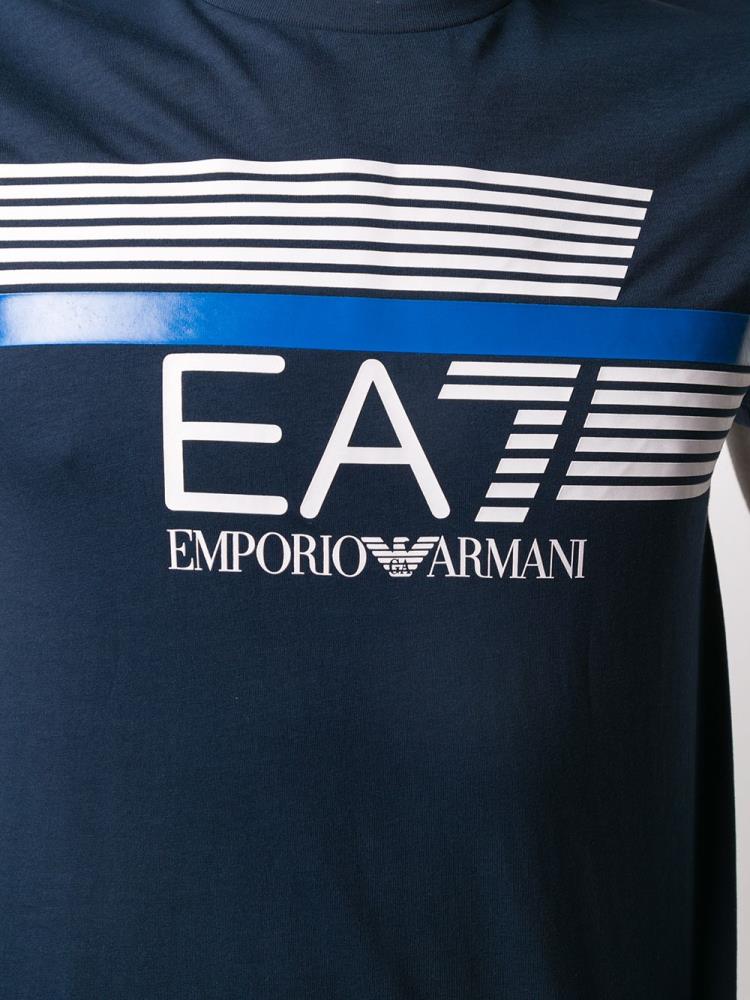 Camiseta Ea7 Emporio Armani Logo Print Hombre Azules | AMMWKLIQ