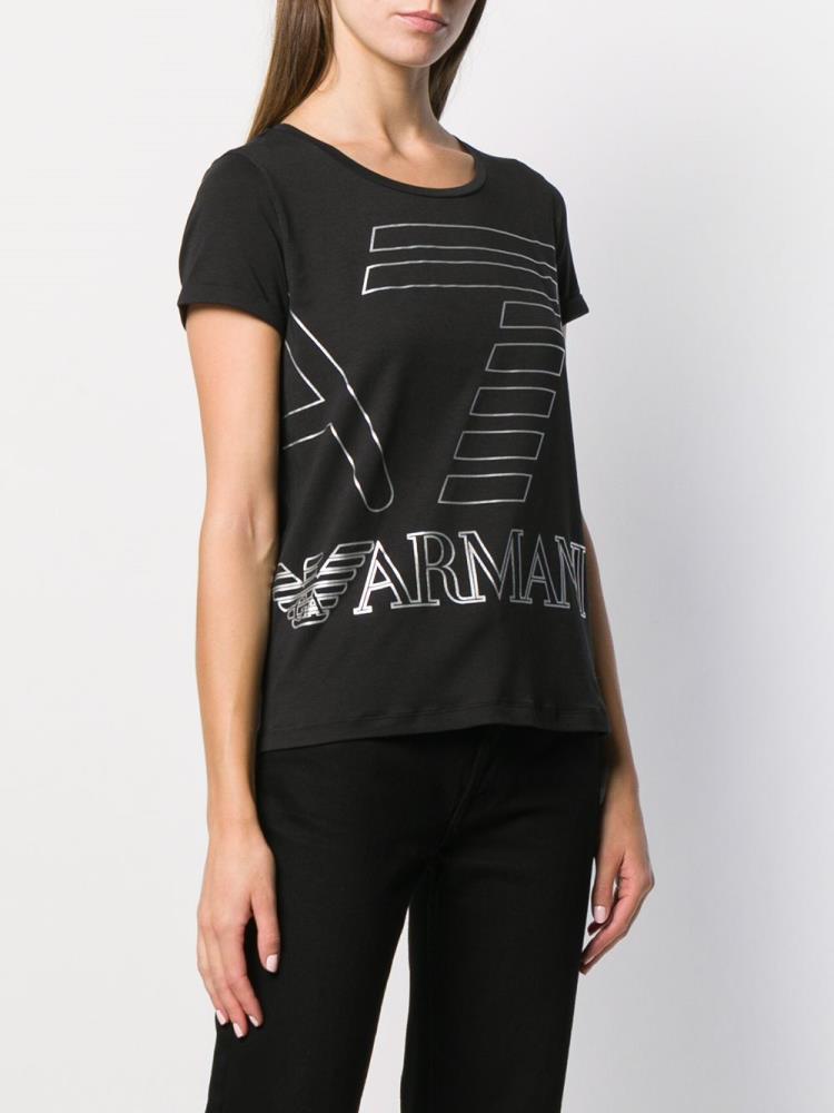 Camiseta Ea7 Emporio Armani Logo Print Mujer Negras | ATA3XOX0