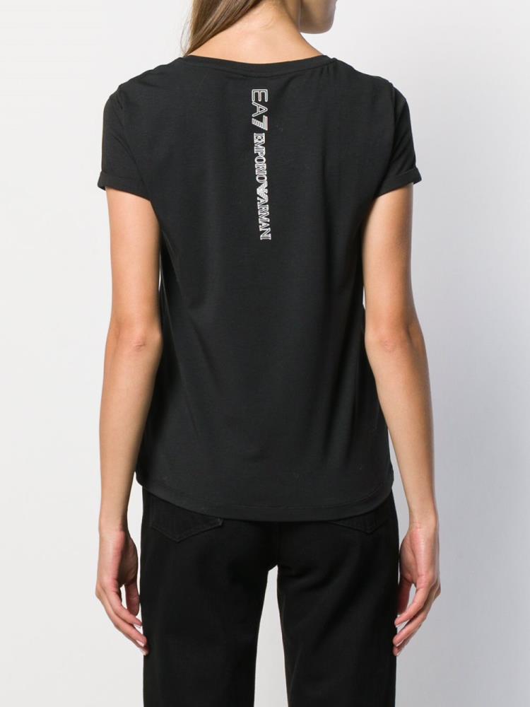 Camiseta Ea7 Emporio Armani Logo Print Mujer Negras | ATA3XOX0