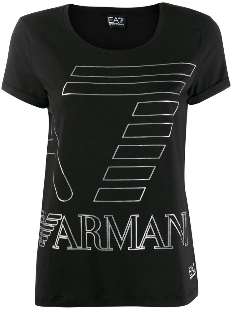 Camiseta Ea7 Emporio Armani Logo Print Mujer Negras | ATA3XOX0