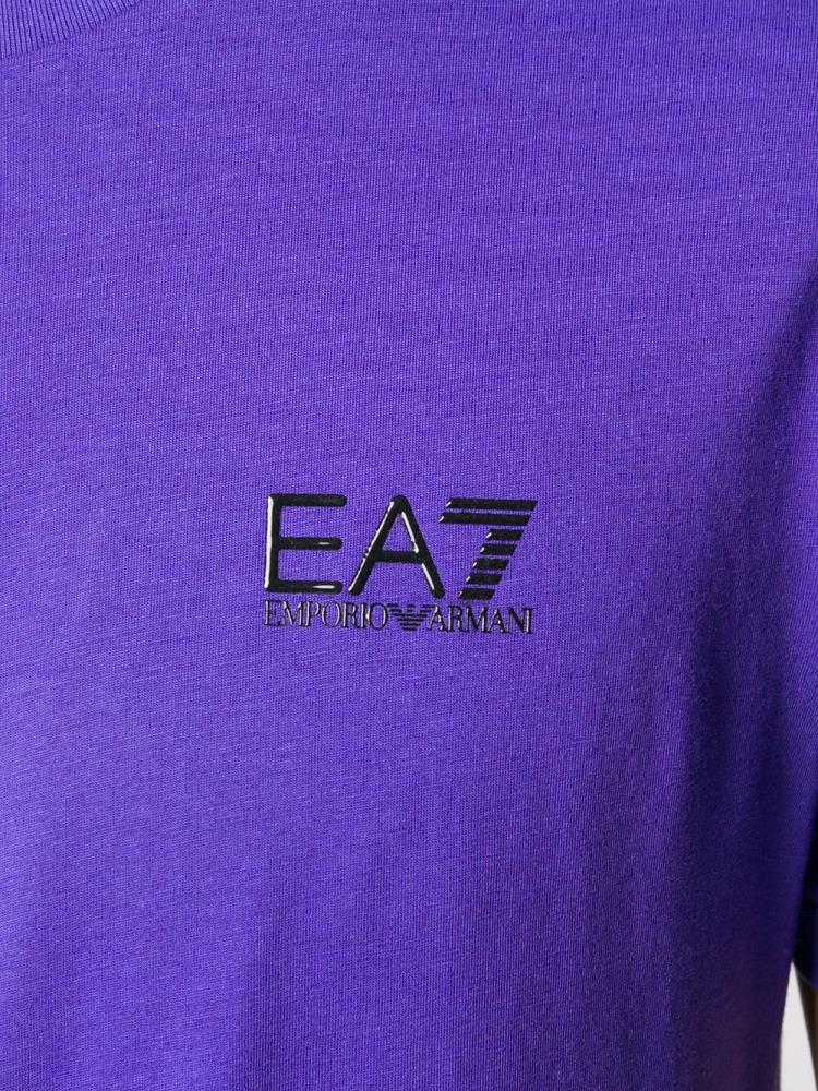 Camiseta Ea7 Emporio Armani Logo Print Algodon Hombre Azules | B7XYMRBI