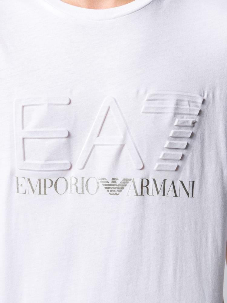 Camiseta Ea7 Emporio Armani Logo Printed Hombre Blancas | E601CAMO