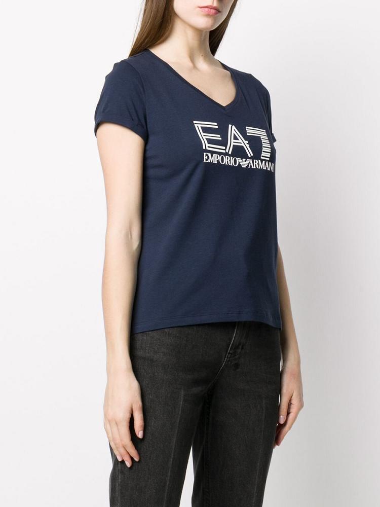 Camiseta Ea7 Emporio Armani Logo Mujer Azules | H85CGNQV