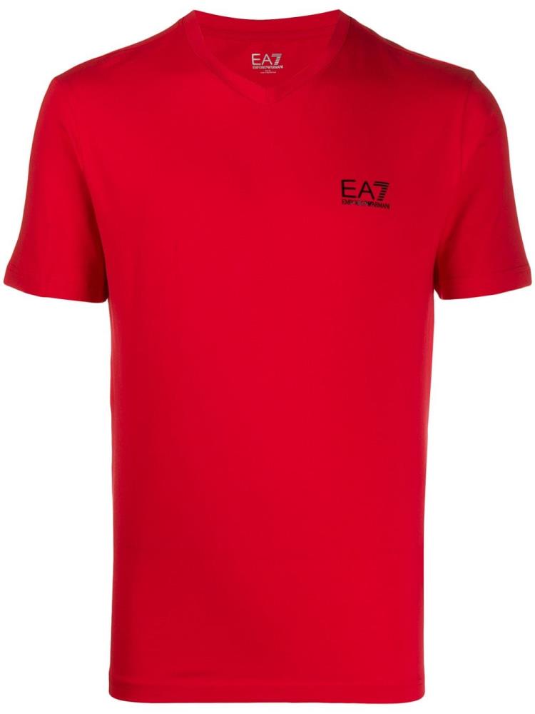 Camiseta Ea7 Emporio Armani Logo Print Slim Fit Hombre Rojas | IXE5D07S