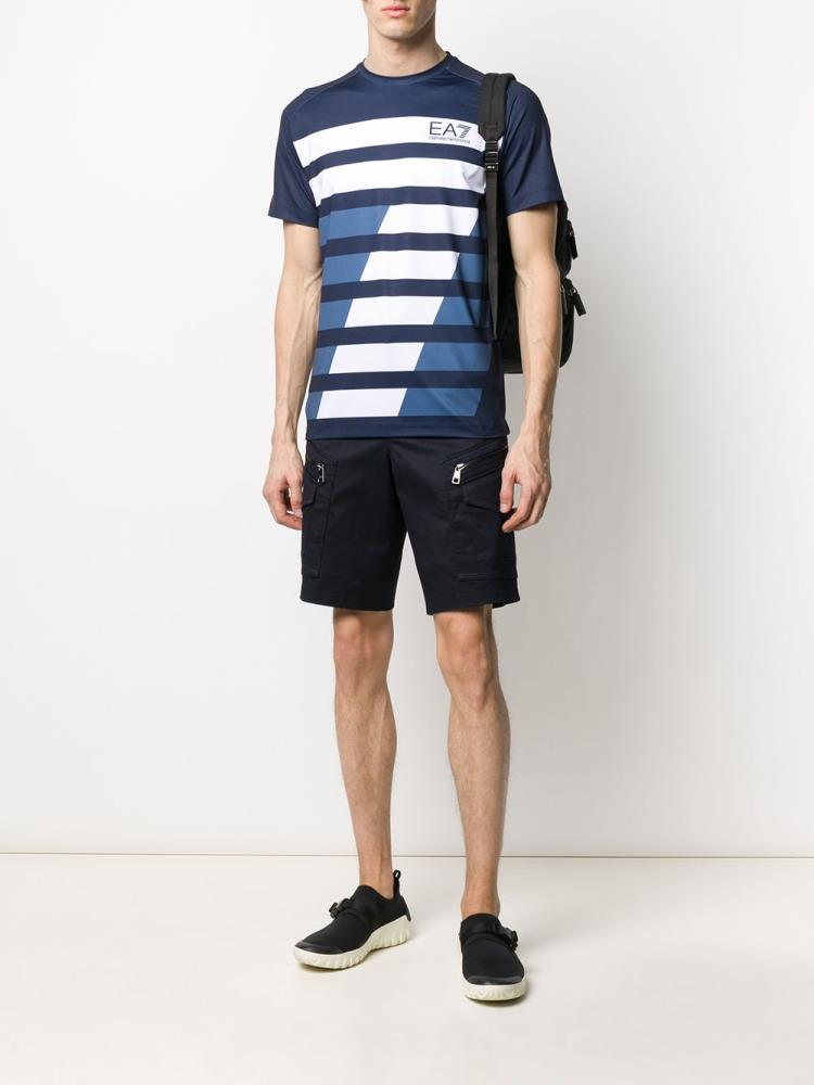 Camiseta Ea7 Emporio Armani Logo Print Tenis Hombre Azules | JDTLZO6T