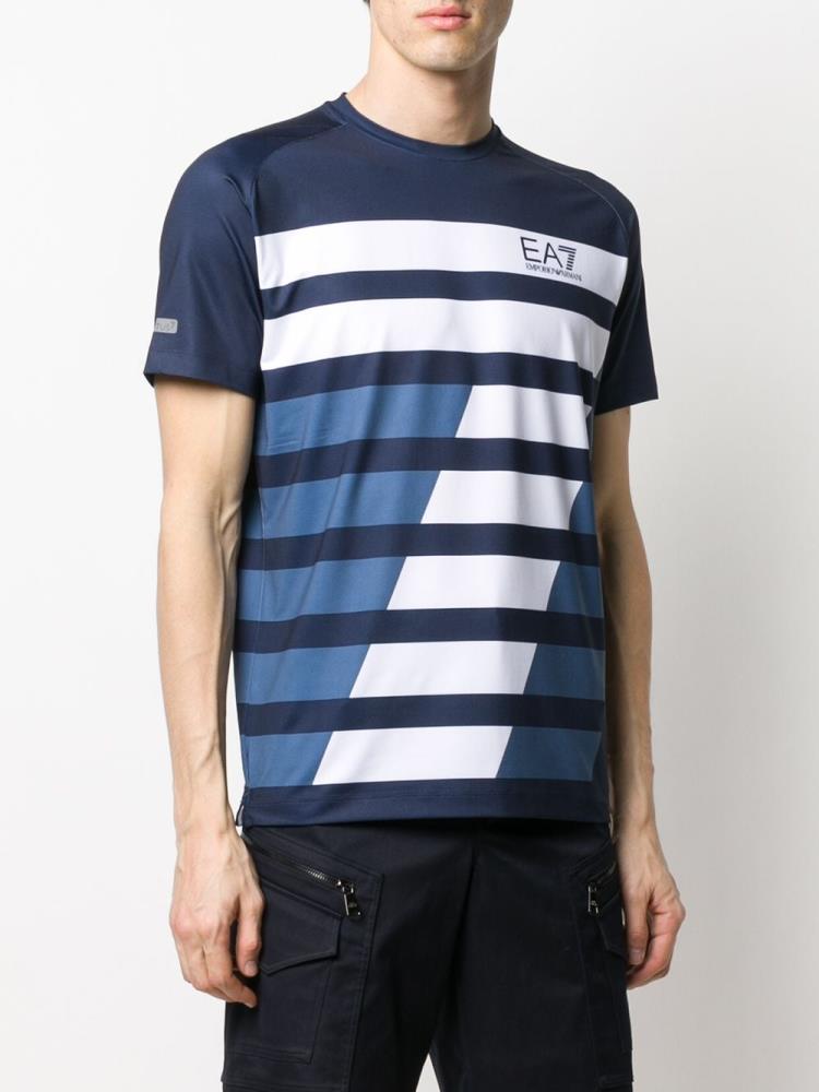 Camiseta Ea7 Emporio Armani Logo Print Tenis Hombre Azules | JDTLZO6T