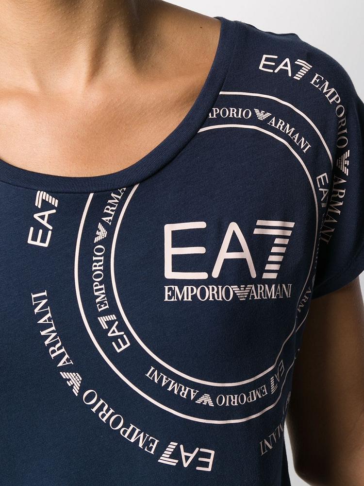 Camiseta Ea7 Emporio Armani Logo Print Mujer Azules | ZNYFDSWM