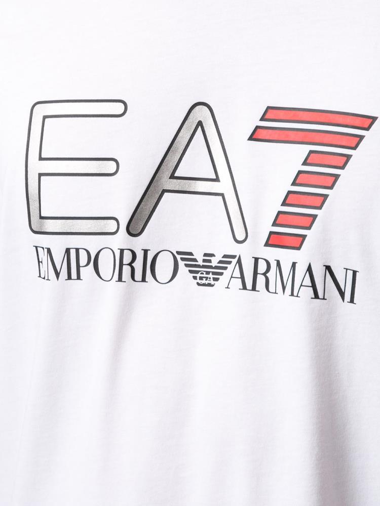 Camiseta Ea7 Emporio Armani Metallic Ea7 Logo V Neck Hombre Blancas | V731IY7V