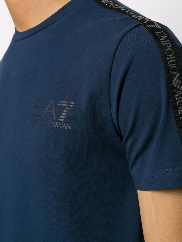 Camiseta Ea7 Emporio Armani Side Stripe Logo Print Hombre Azules | 14TVC481