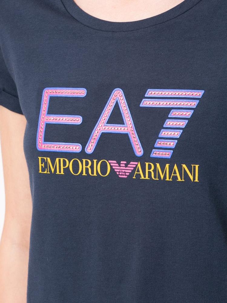 Camiseta Ea7 Emporio Armani Train Studded Logo Mujer Azules | 8J3VN6ML