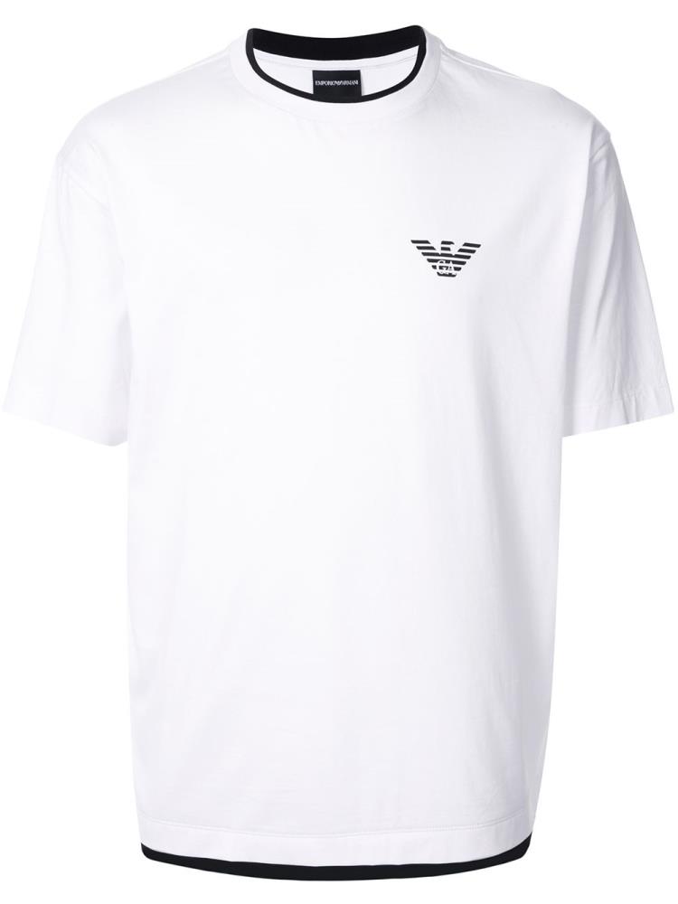 Camiseta Armani Emporio Chest Logo Hombre Blancas | TU7LMGXR