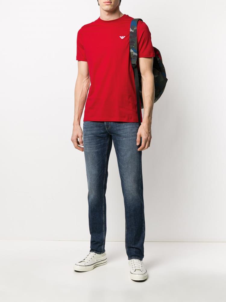 Camiseta Armani Emporio Crew Neck Logo Hombre Rojas | RZ1JL4QH