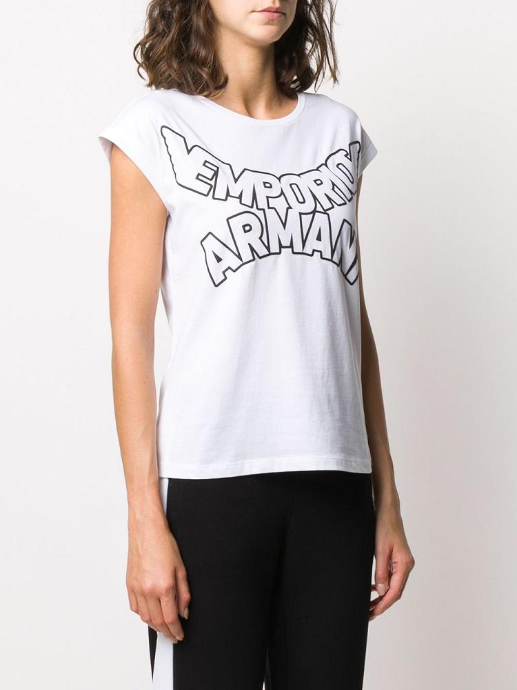 Camiseta Armani Emporio Curved Logo Mujer Blancas | QYQ93J8R