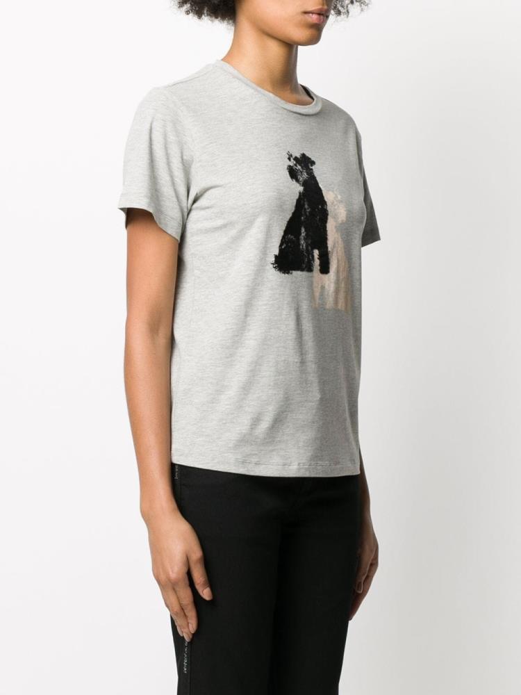 Camiseta Armani Emporio Dog Print Mujer Gris | BINGI36X