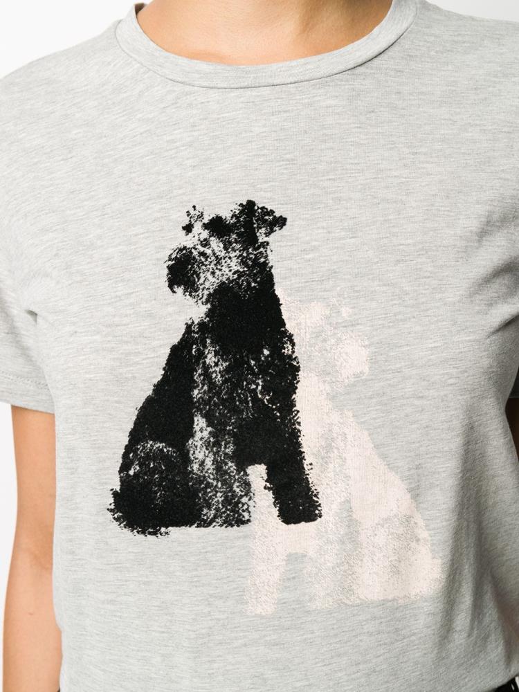 Camiseta Armani Emporio Dog Print Mujer Gris | BINGI36X