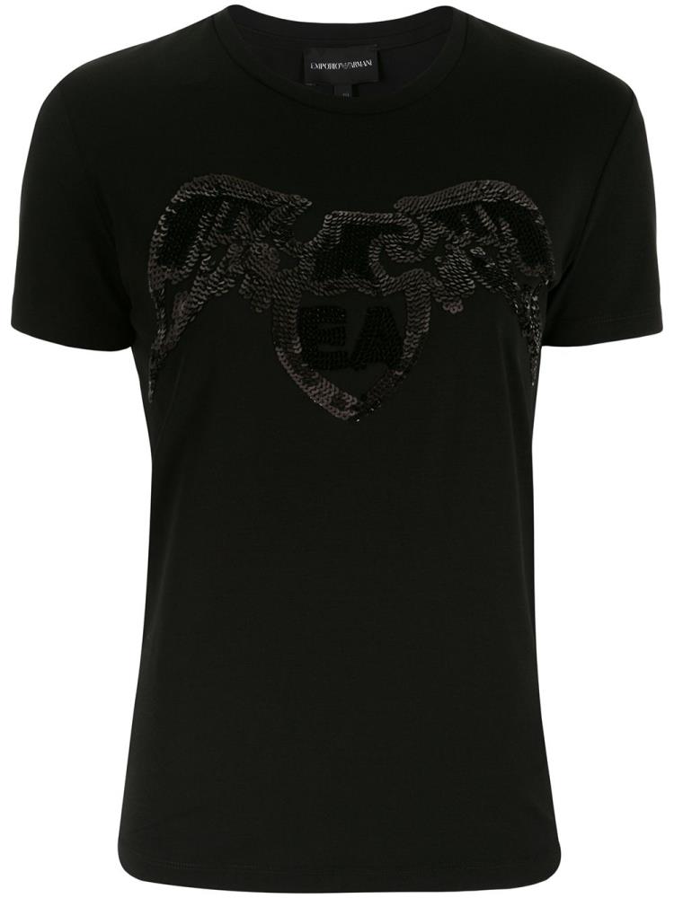 Camiseta Armani Emporio Eagle Logo Embellished Mujer Negras | QXW1E88E