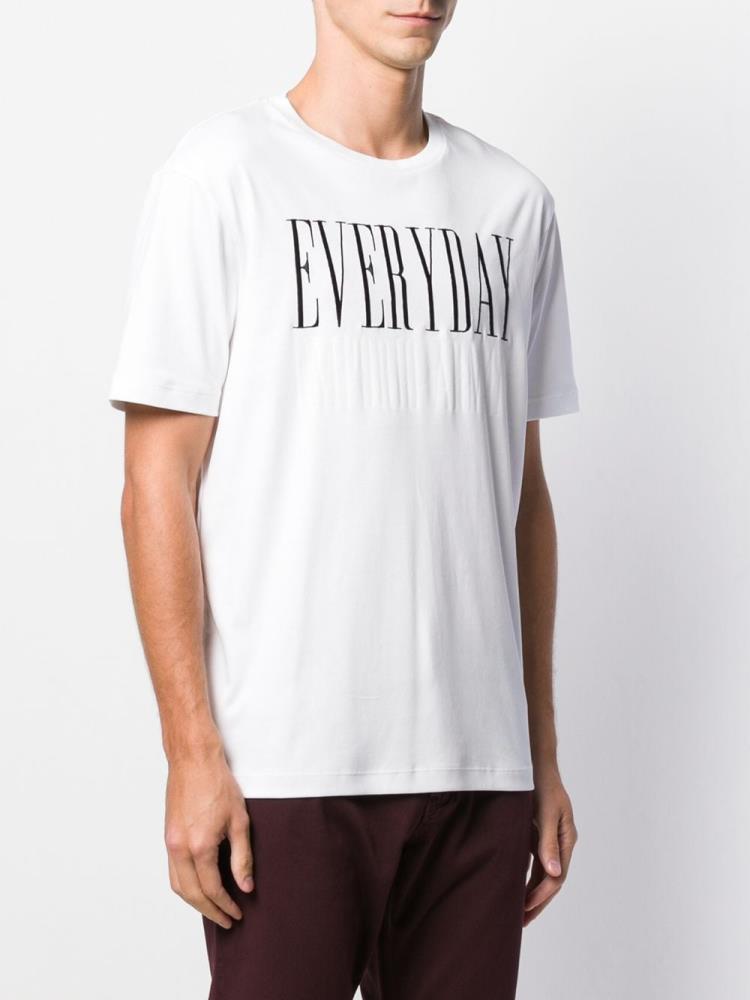 Camiseta Armani Emporio Embroidered 'everyday' Hombre Blancas | 16CF1TZ0