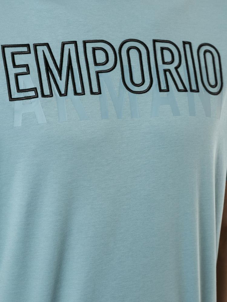 Camiseta Armani Emporio Embroidered Logo Hombre Azules | JZFKZVJB