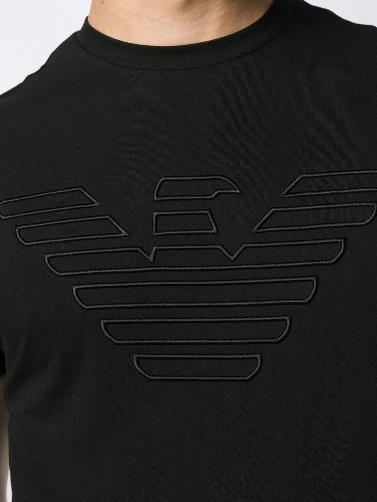 Camiseta Armani Emporio Embroidered Brand Eagle Hombre Negras | YF84TGCG