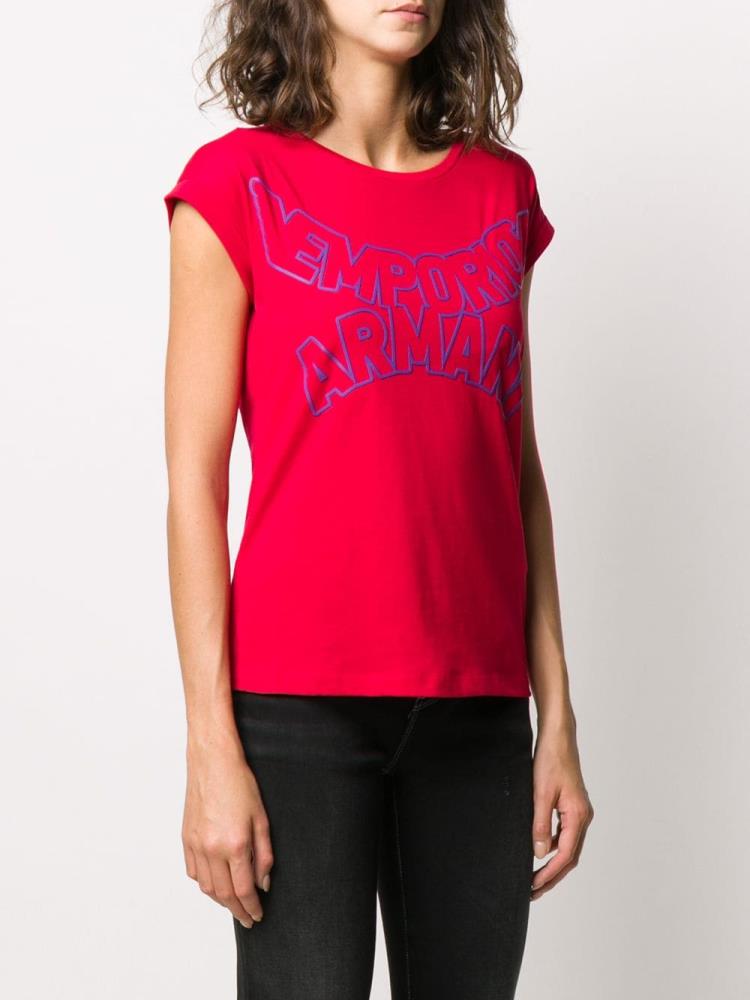 Camiseta Armani Emporio Enlarged Logo Print Mujer Rojas | XXAUQQG5